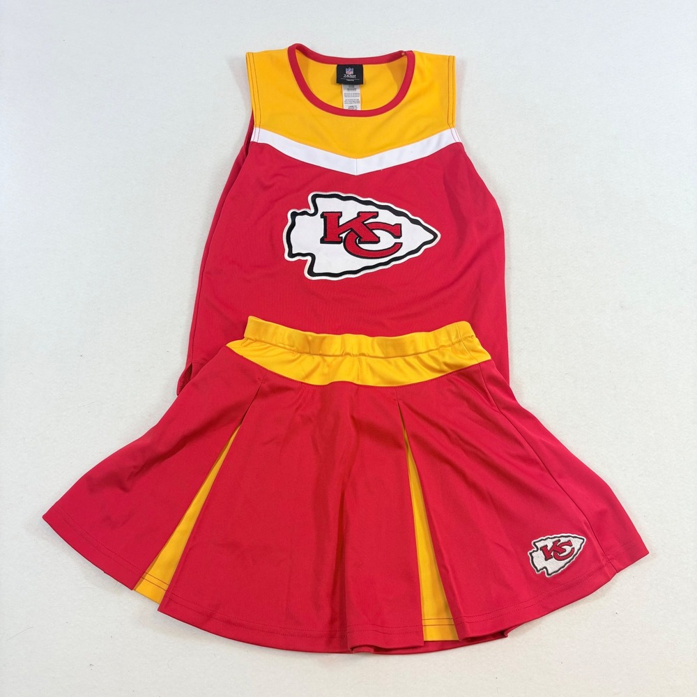 NFL Team Apparel Cheerleader Set Kids Large 14 Red Yellow Kansas City Chiefs